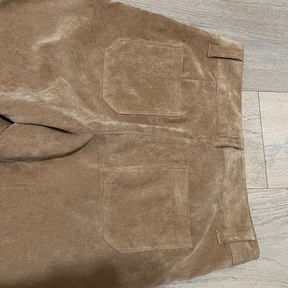 Women's Tan Corduroy Wide Leg Cropped Pants - Picture 4 of 7